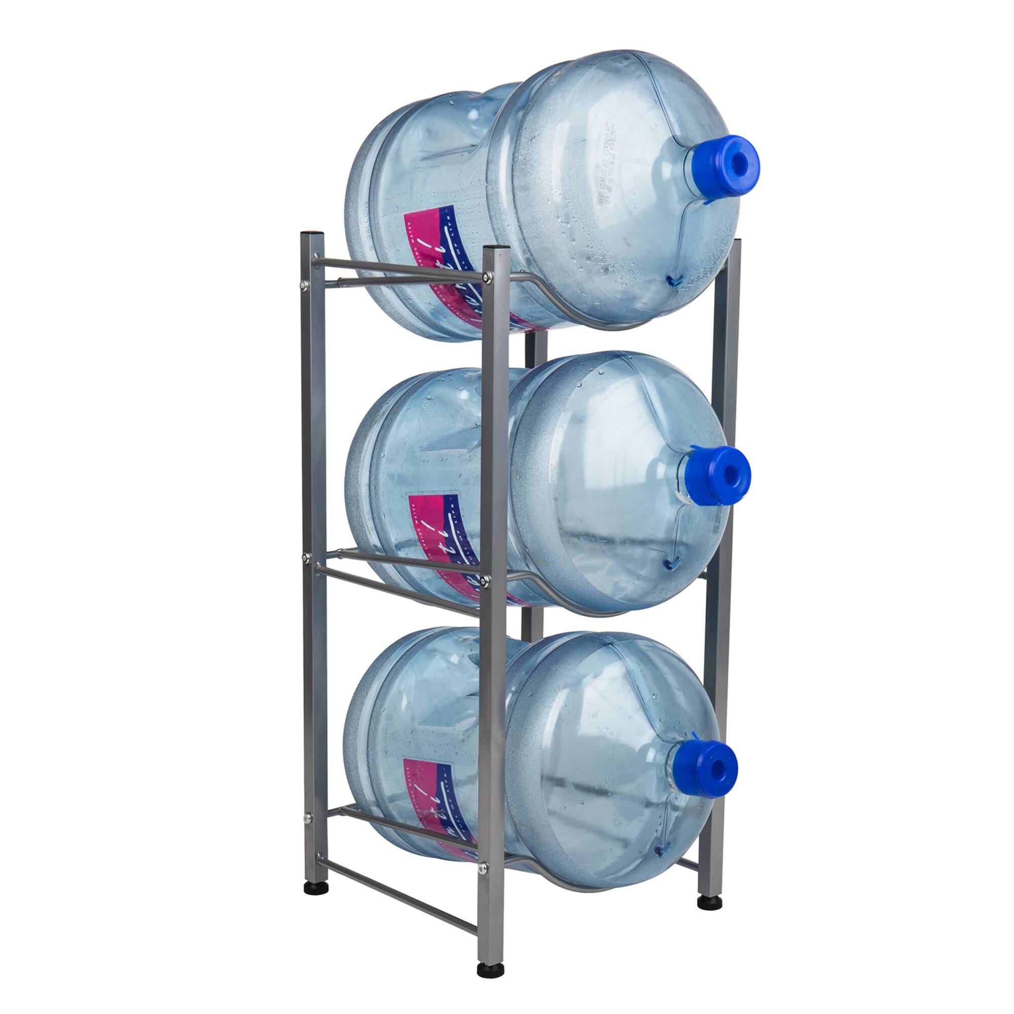 Mind Reader Silver 5-Gallon Water Bottle Jug Storage Rack